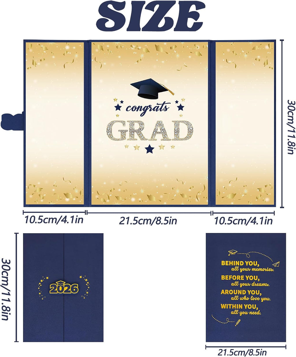 Vlipoeasn 2026 Graduation Guest Book Alternative, Blue Gold Class of 2026 Graduation Party Decorations, Graduation Signature Book for 2026 College High School, Unique Graduation Gifts for Friends