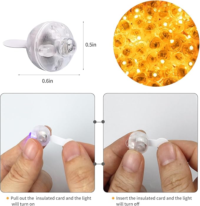 Aogist 50pcs Orange Balloon Lights,Long Standby Time Waterproof Mini Light,Battery Powered,Round LED Ball Lamp for Latex Balloon Paper Lantern Party Wedding Festival Christmas Halloween Decorative
