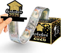 Linelglobal 2026 Graduation Box for Cash Gift, Pull Out Money Box for Boys Girls, Congrats Grad Surprise Funny Black Gold