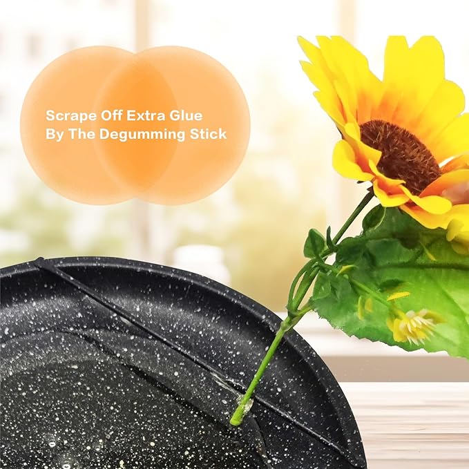 Hot Glue Melting Pot, Electric Floral Dipping Skillet Kit for Crafts with Premium 40 Glue Sticks and Mini Gun 20W for DIY Arts&Crafts