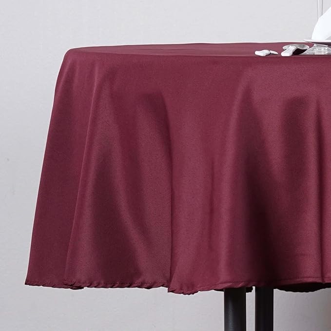 Efavormart Round Tablecloth, 70 Inch Stain & Wrinkle Resistant Washable Table Cloth, Decorative Polyester Fabric Table Cover for Banquet, Wedding, Dining- Burgundy