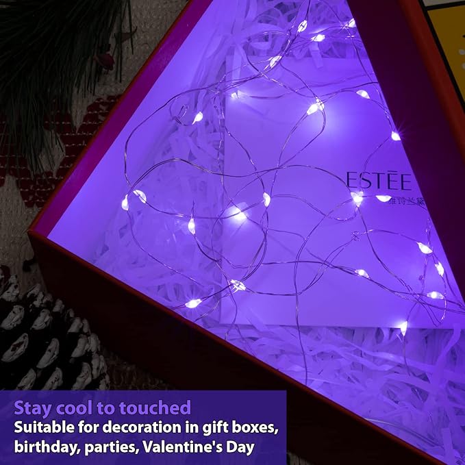 HXWEIYE 12 Pack LED Fairy Lights Battery Operated, 7ft 20LED Purple Mini String Mason Jar Lights, Waterproof Firefly Starry for Indoor Outdoor Halloween Thanksgiving