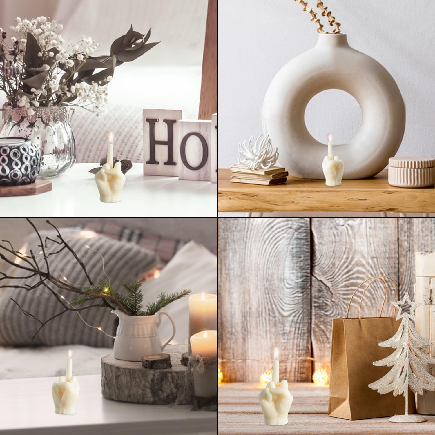 6sisc Middle Finger Scented Candle Danish Pastel Room Decor Aesthetic Pine Fragrance Soy Wax Aromatherapy Hand Gesture Candles Desk Statues Sculpture Ornaments Gift for House Bedroom Supplies Milky