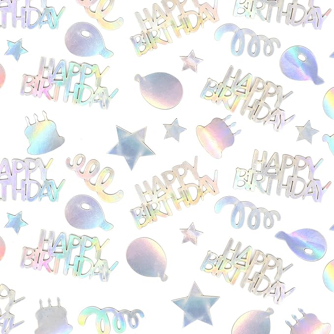 Happy Birthday Confetti for Table Iridescent Balloon Star Shaped Table Scatter Suitable for Disco Themed Birthday/Anniversary Party Decorations