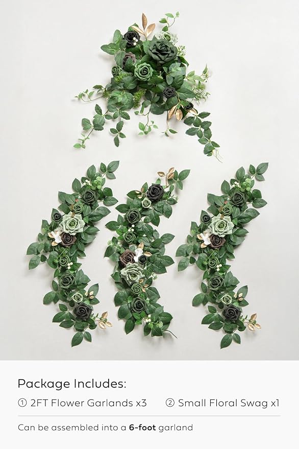 Ling's Moment Flower Garland - 6FT Eucalyptus & Rose - Sweetheart Table Decor for Wedding Reception, Artificial Floral Garland for Arch Mantle, Christmas, Backdrop Decoration, Purple