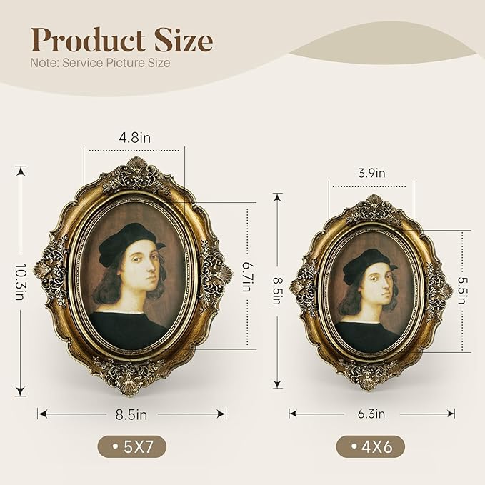 Cuspin 4x6 Picture Frame Gold, Vintage Bronze Gold 4 by 6 Picture Frame Hand-Crafted Resin with Glass Front Ornate Retro Antique Photo Frame for Wall and Tabletop Display Home Decor