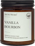 Vanilla Bourbon Candle | Arctic Wicks 9oz Coconut & Beeswax Candles | Scented Non-Toxic Candles for Fall, Winter, Holidays, Gifts for Him, Whiskey Bourbon, Vanilla Candle | USDA Certified Biobased