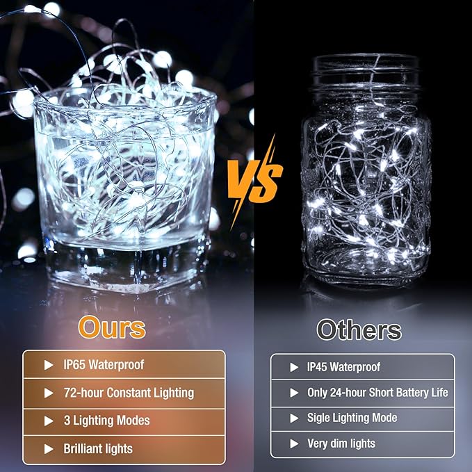 30 Pack Fairy Lights Battery Operated - 7ft 20 Led Twinkle Lights 3 Modes, Bulk Mini String Lights Waterproof for Mason Jars Vases DIY Party Wedding Decoration Christmas -Cool White