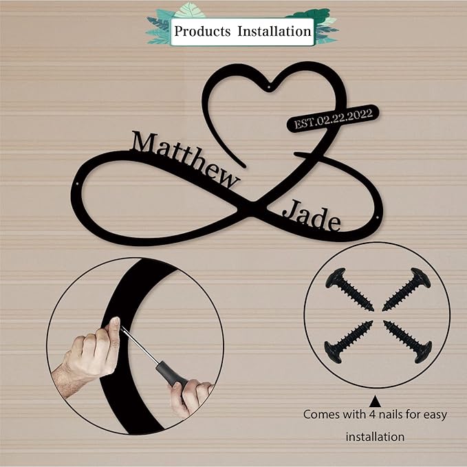 Infinity Heart Metal Wall Decor, Unique Infinity Heart Wall Decor Love Sign Plaque Steel Art Geometric Wall Decor Set Cut Out for Outside