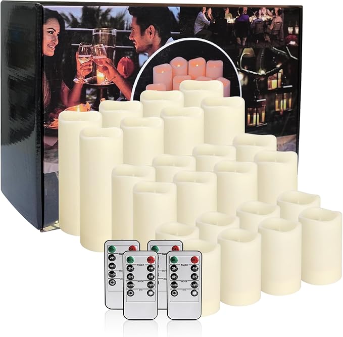 24-Pack LED Flameless Candles with Remote Control - Perfect for Home, Parties, and Special Occasions - Create a Magical Ambiance Effortlessly(Three Sizes)