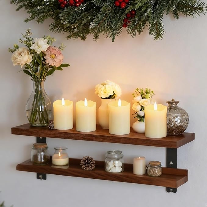 Lezonic Flameless Votive Candles Battery Operated with Remote and Timer, Pack of 6 (D:2" X H:3") LED Ivory White Long Lasting Flickering Wax Candles with Realistic 3D Flame