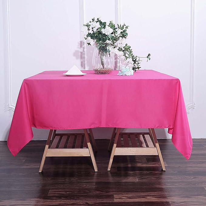 Efavormart 70" Premium Square Polyester Tablecloth for Wedding Kitchen Dining Events - Fushia