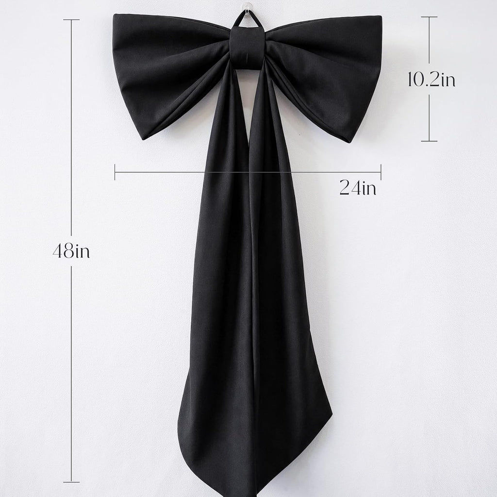 Halloween Decor - Halloween Decorations - 48" x 24" Giant Black Bow for Wall Mantle Front Door Window Kitchen - Indoor Room Party Hanging Decoration - Christmas Tree Topper Bows for Home