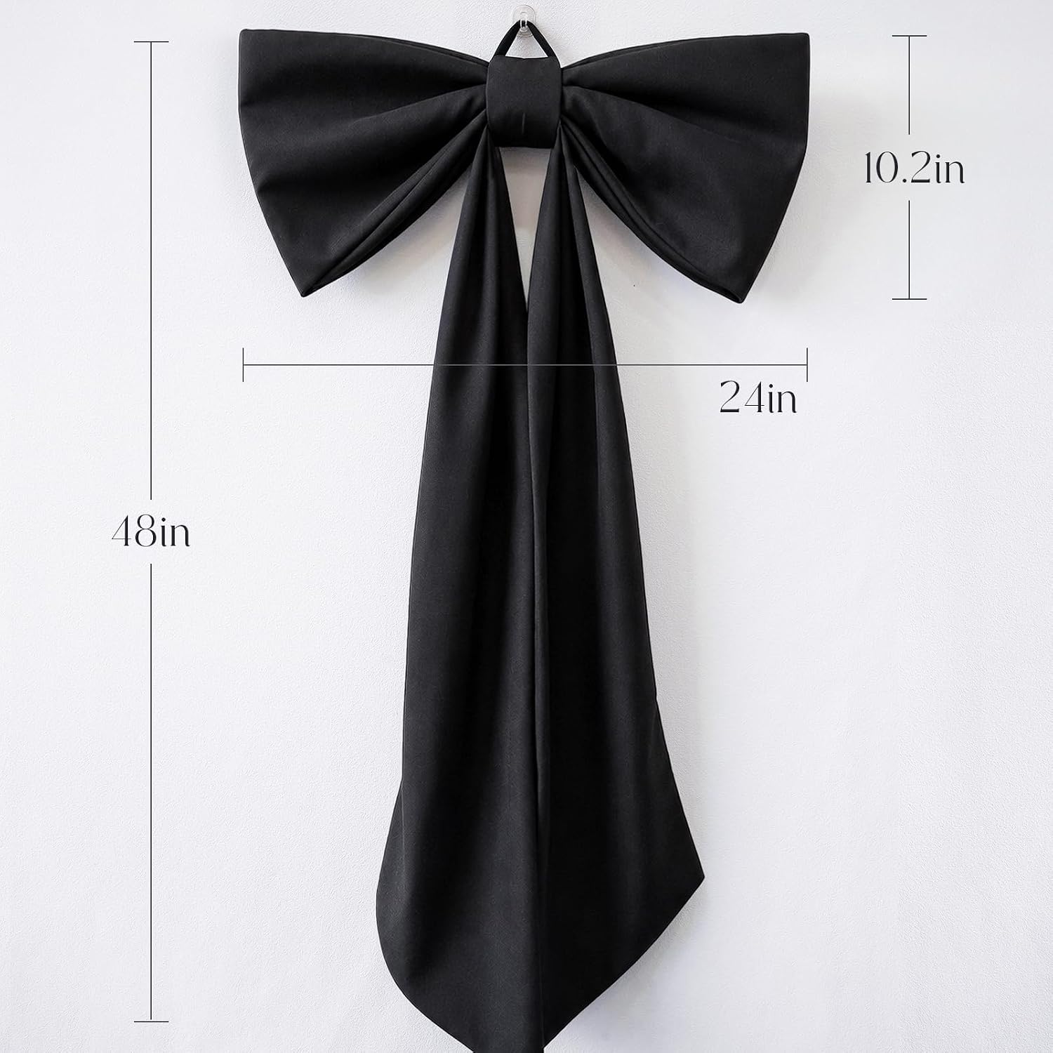 Halloween Decor - Halloween Decorations - 48" x 24" Giant Black Bow for Wall Mantle Front Door Window Kitchen - Indoor Room Party Hanging Decoration - Christmas Tree Topper Bows for Home