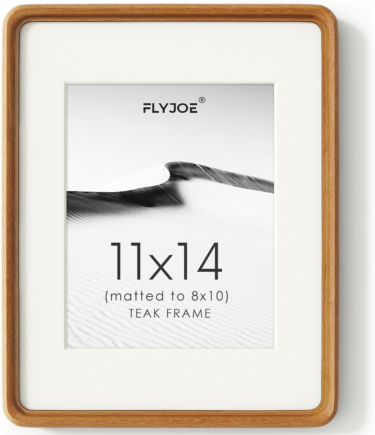 flyjoe 11x14 picture frame, solid teak wood frame shown in use