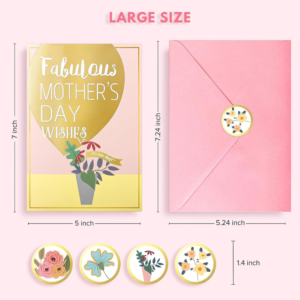 EACYART Mothers Day Cards Assortment, 20 Pack Mother’s Day Cards Boxed with Envelopes & Stickers, Bulk Cute Gold Foil Card for Mom, Mothers Day Gifts