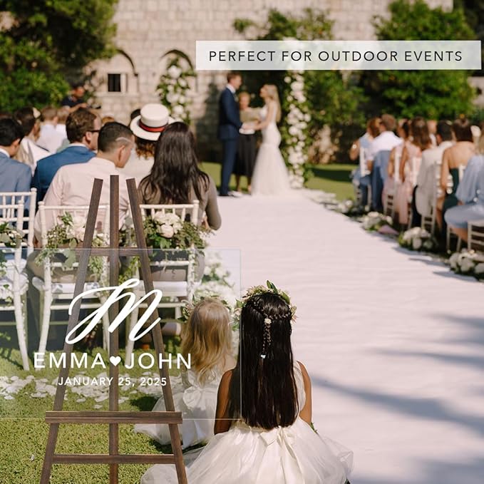 Andaz Press Custom Large Wedding Acrylic Sign, 16 x 24 Inches, Monogram Script, Personalized Sign, Welcome Sign For Modern Wedding Theme