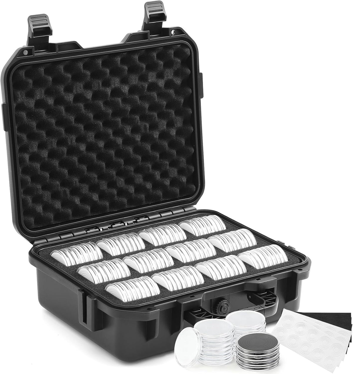 Affrolling 96 Pcs Coin Storage Box with Handle, Hard Capsule Case, 196 Pcs 10...
