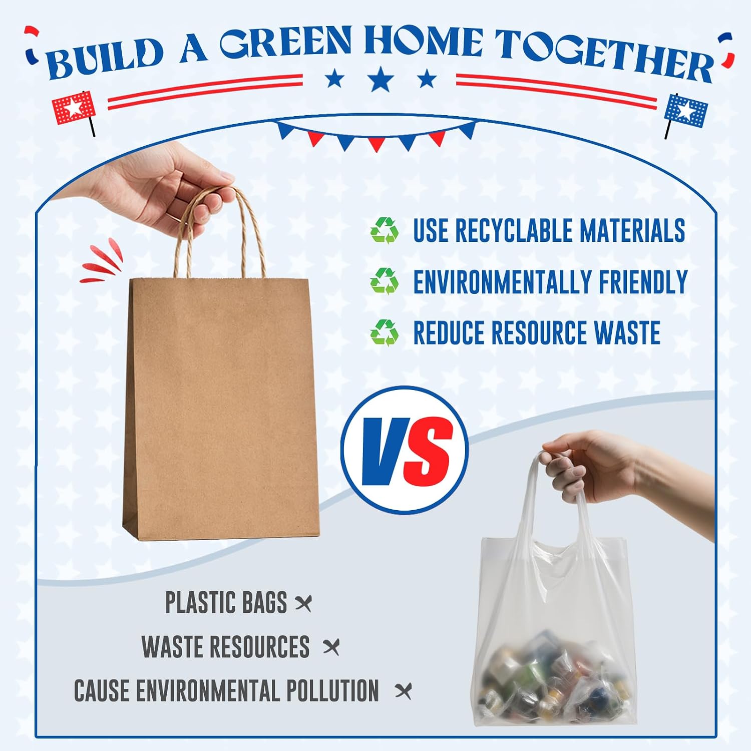 MESHA Brown Paper Bags 8x4.25x10.5 Inch 20Pcs, Paper Bags with Handles, Sturdy Brown Gift Bags for Retail, Birthday Party Favors, Shopping, Small Business (Made in USA)