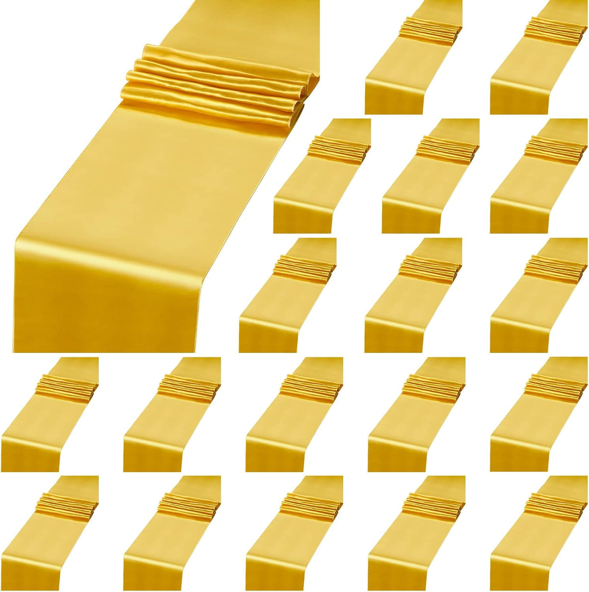 30 Pack Gold Satin Table Runner Bulk 12 x 108 Inch Silk Table Cover