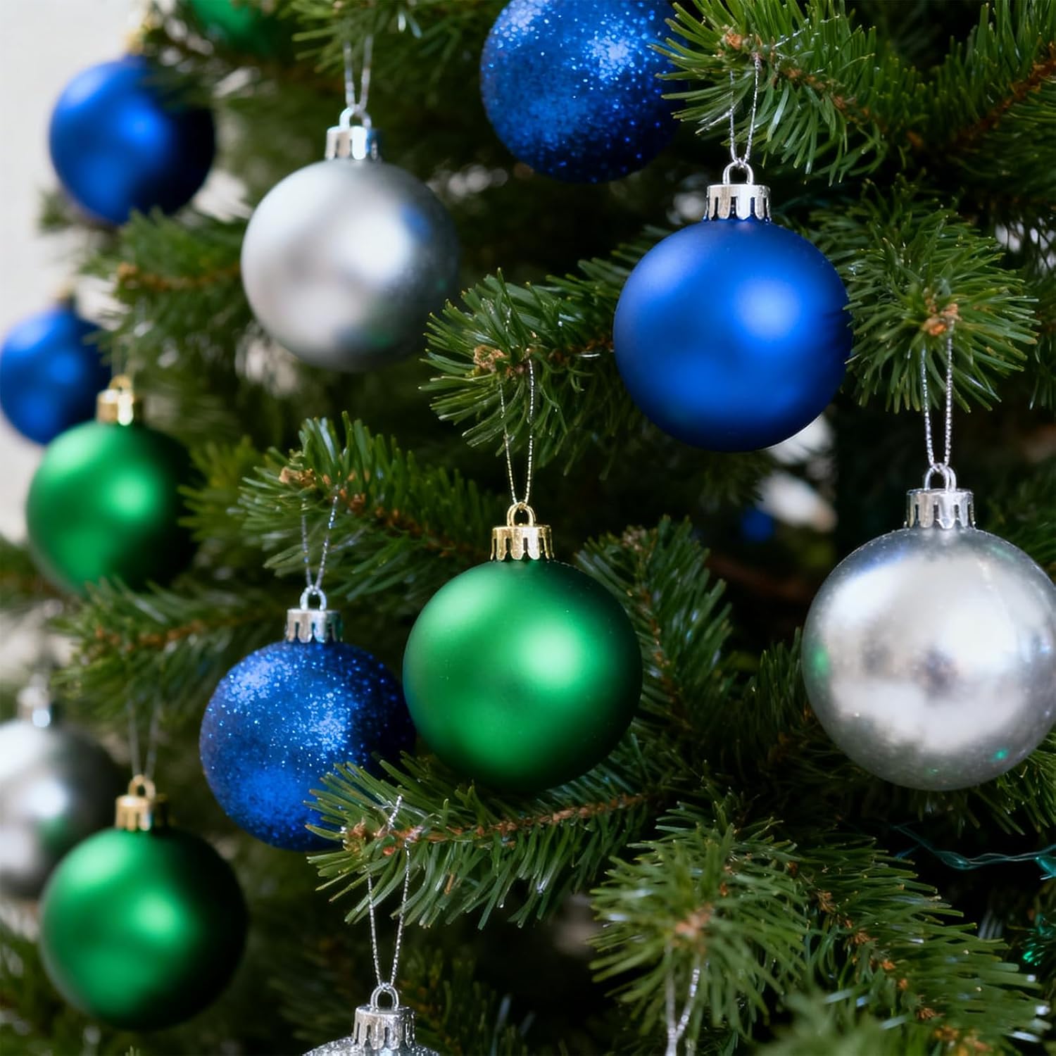 24ct Blue Christmas Ball - 1.18 Inch Shatterproof Christmas Tree Decoration Ornaments Hanging Ball for Xmas Tree, Holiday, Wedding, Party