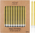 BEAN LIEVE 30-Count Gold Long Thin Metallic Birthday Candles, Cake Candles, Birthday Parties, Wedding Decorations, Party Candles, Cake Decorations