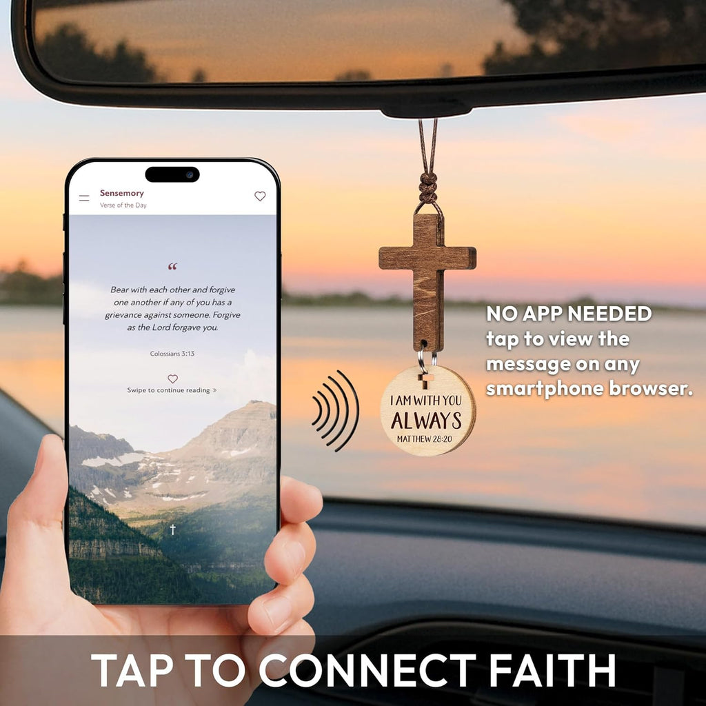 Car Accessories Christian Gifts for Women Men, Cross for Car Religious Gift | Rosary Mirror Hanging Accessories, Jesus College Care Gift, Boo Basket Stuffers For Women - Scan For Daily Bible Verse