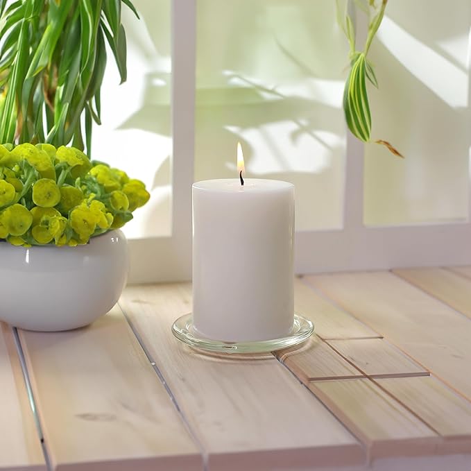 WGV Tea Light Votive Candle Holder Plate 4" W, Clear Flat Plate Glass, Small Home Accent Decor, 1 Pc