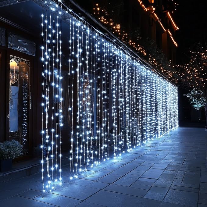 2 Pack Fairy Curtain Lights, 300 LED Upgraded Tangle-Free Hanging Lights with Remote, USB Plug in String Lights for Wall Window Wedding Party Xmas Home Décor - 9.8 x 9.8 Ft, Cool White