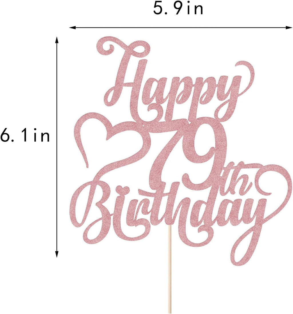 Happy 79th Birthday Cake Topper - 79th Birthday party Decorations | Rose gold Glitter Happy 79th Birthday Cake Topper Suitable for: Anniversary/Wedding, 79th Birthday Party Cake Decorations