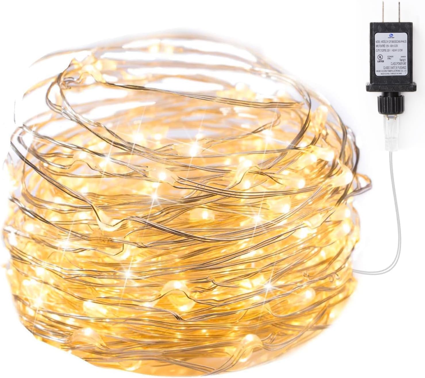 Minetom Fairy Lights Plug in, 33Ft 100 LEDs Waterproof Silver Wire Firefly Light, Adaptor Included, Starry String Lights for Wedding Patio Indoor Outdoor Christmas Decorations, Warm White