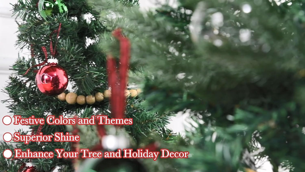 Rae Dunn Christmas Ornaments - Set of 12 Glass Balls with Cute Holiday Designs - 60mm / 2.36 Inch Hanging Decorations for Xmas Tree