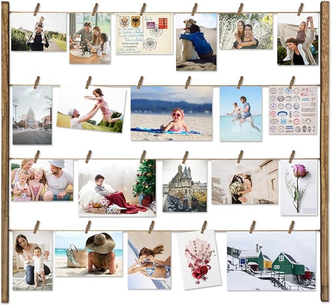 Mini Clothes Pins, 260 PCS Small Wooden Clothes Pin with Jute Twine, Clothespins, Clothes Pins for Photos Crafts DIY Project