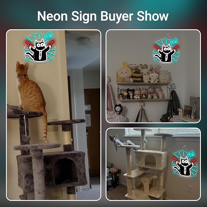 Cat Neon Sign Pew Led Light Cute Neon Signs For Wall Decor Bar Light Up For Game Room Bedroom Cat Cafe Pet Party Decoration Cat Lovers Kids Gifts