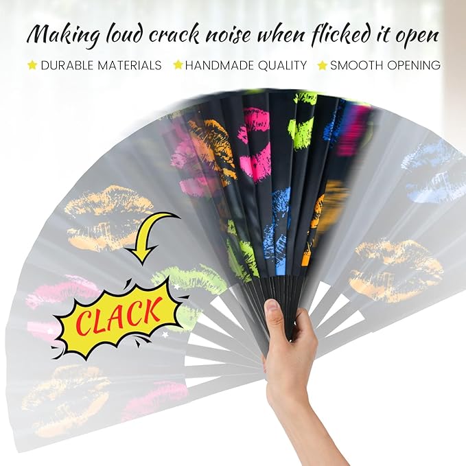 SYNTECSO Hand Fans for Women Foldable, Boots on The Ground Fan, Rave Fan for Drag Queen, Women and Men，Fans for Line Dancing, Parties, Music Festivals, EDM and Decoration