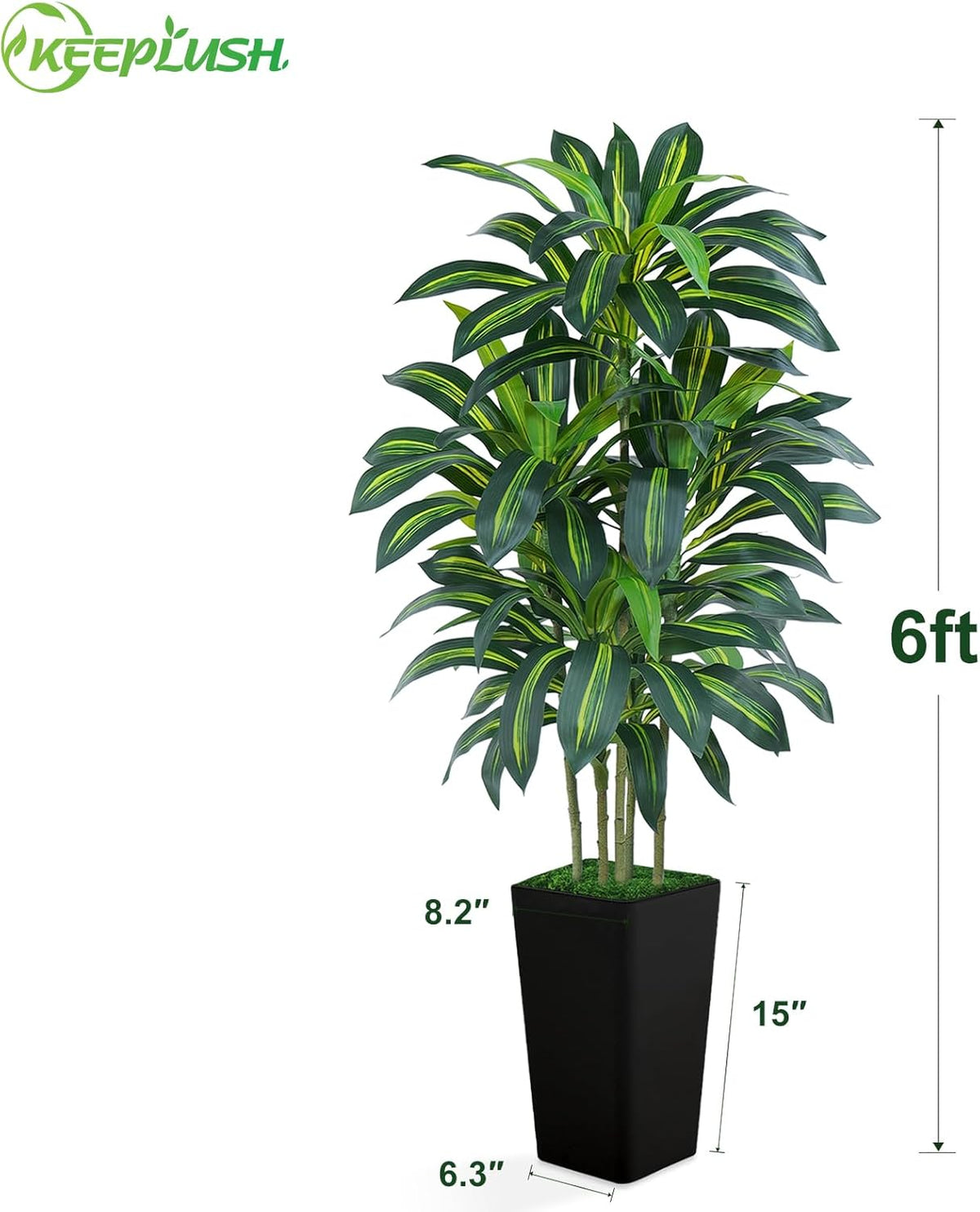 6ft artificial dracaena tree - high-density foliage fake on a desk or shelf