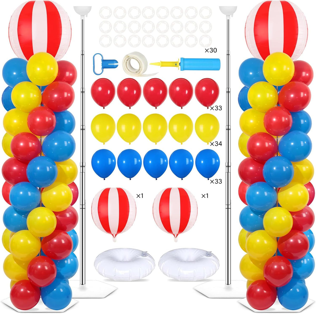 2 sets carnival circus balloon column stand kit shown in use