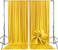10ft x 10ft Yellow Backdrop Curtains for Parties, Fabric Satin Background Curtain with Rod Pockets for Weddings, Birthday, Baby Shower, Photography, Graduation Party Backdrop Drapes, 2 Panels