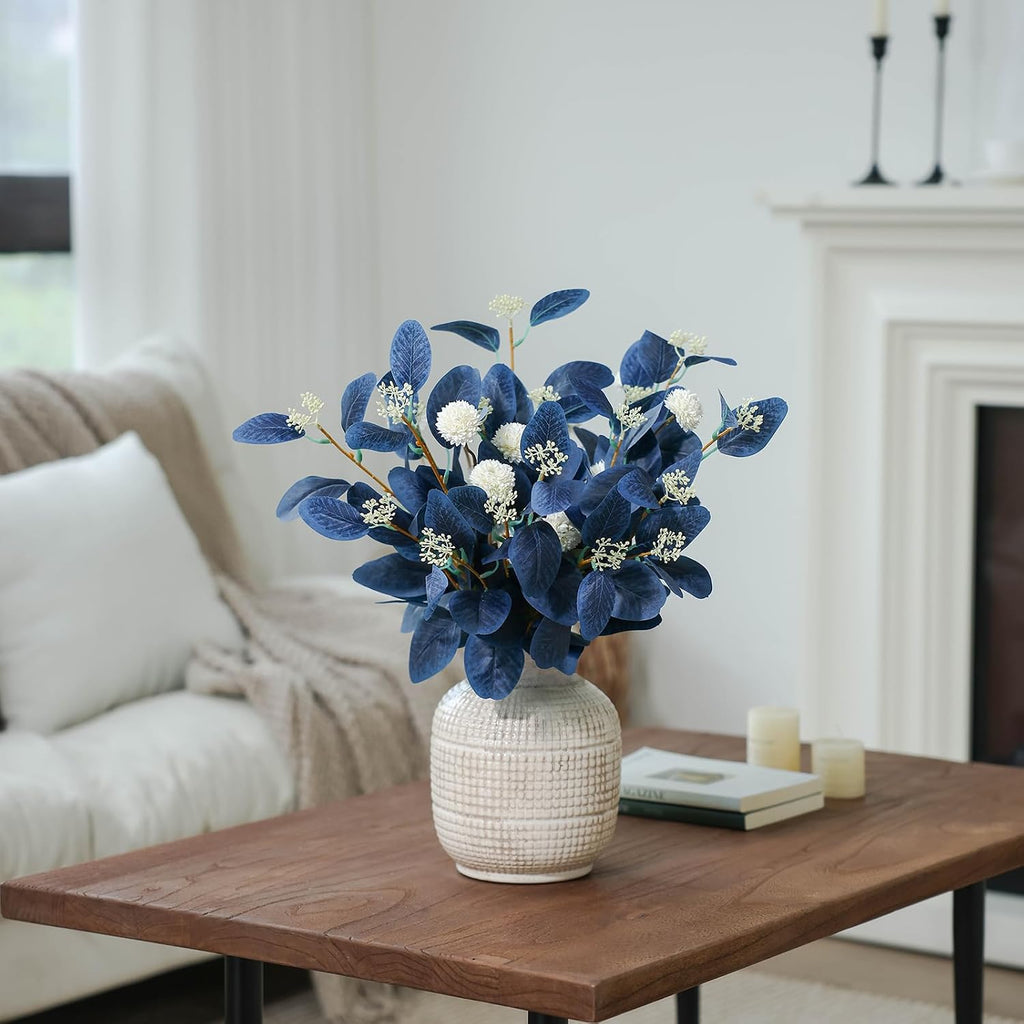 mizii 15pcs artificial flowers for vase, blue eucalyptus, package contents