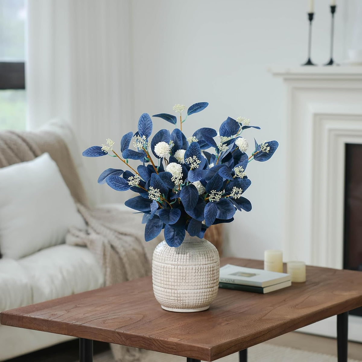 mizii 15pcs artificial flowers for vase, blue eucalyptus, package contents