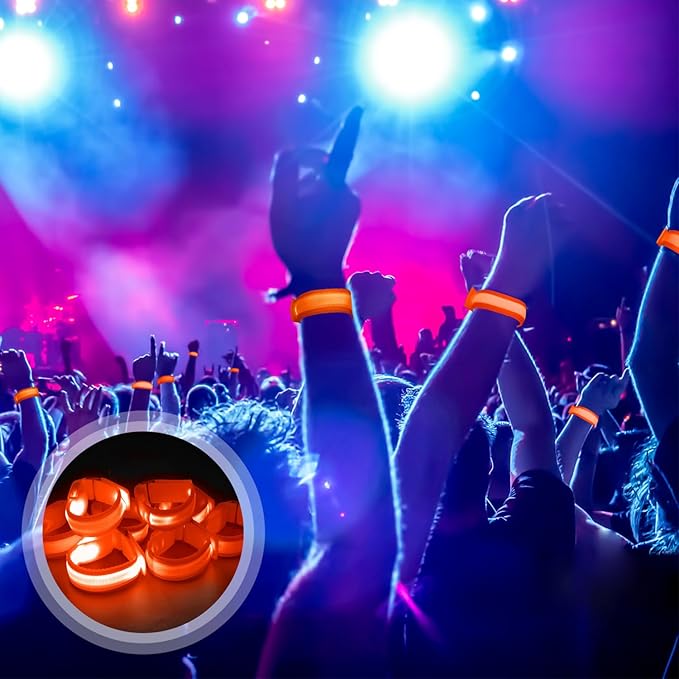 M.best 8pcs LED Light Up Bracelets Glow Flashing Wristbands Glow in The Dark Party Supplies for Wedding, Raves, Concert, Camping,Sporting Events, Party Orange
