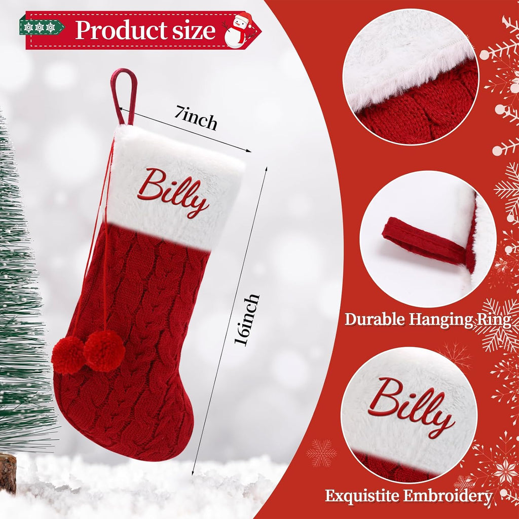 Personalized Christmas Stocking - 16-Inch Christmas Stockings with Names - Festive Needlepoint Xmas Stocking for Holiday Christmas Party Family Decor- Unique (1 pcs)