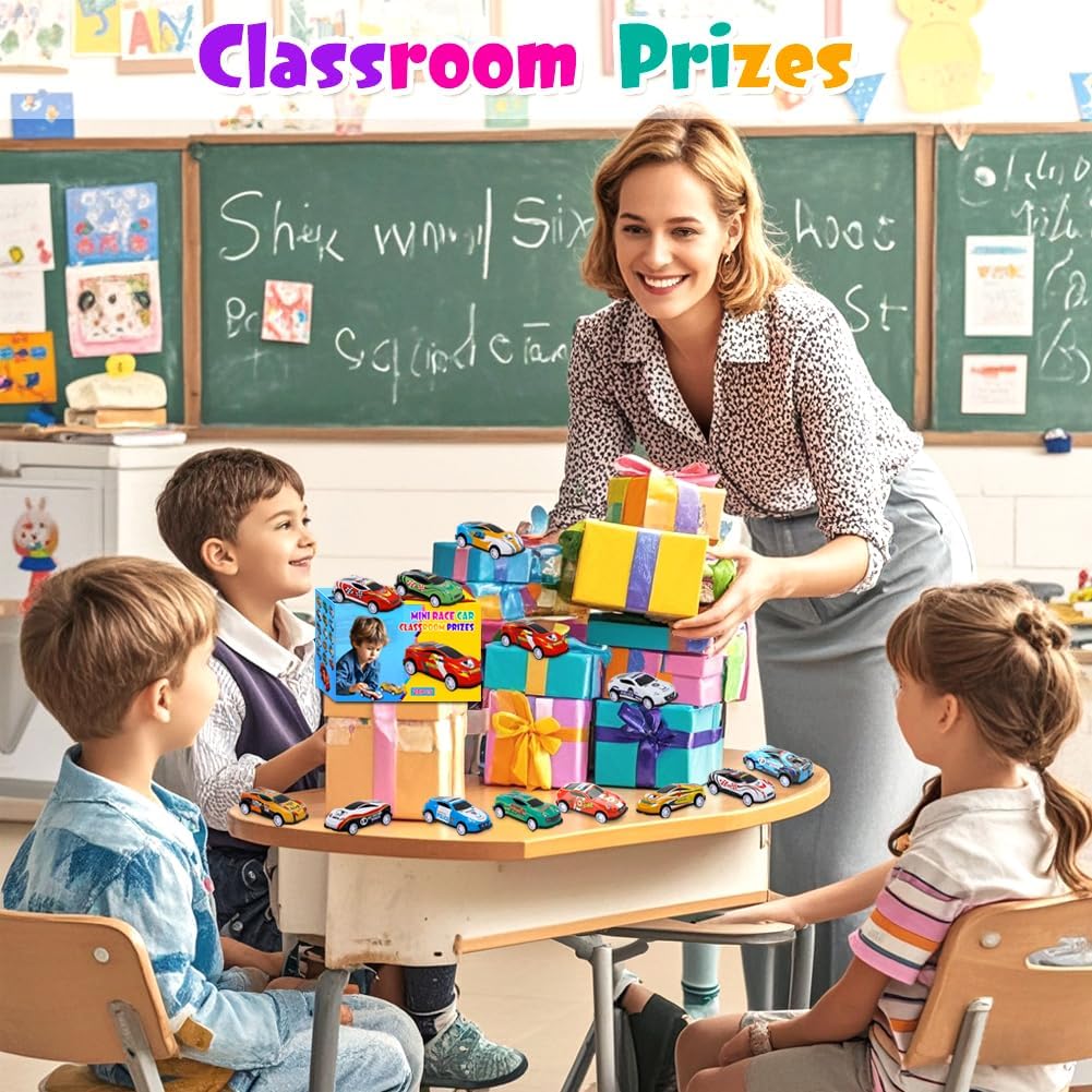 Siwarm 28 pcs Pull Back Cars Toys for Kids, Party Favors Treasure Box for Classroom Prizes Mini Vehicles Race Cars Toys Bulk Xmas Gifts Pinata Goodie Bag Stocking Stuffers for Boys Girls Toddlers