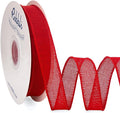 Ribbli Red Burlap Wired Ribbon, 1” Inch x Continuous 20 Yard, Red Wired Ribbon for Wreaths,Big Bows,Tree Decoration,Outdoor Decoration