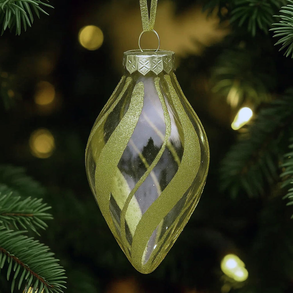 Gold Christmas Ornaments Set for Tree Decorations, Teardrop Finial | Large Gold Teardrop Pendant Tree Ornaments, Shatterproof Xmas Drop Decorations, Assorted Styles, 4in, 12-Piece Set