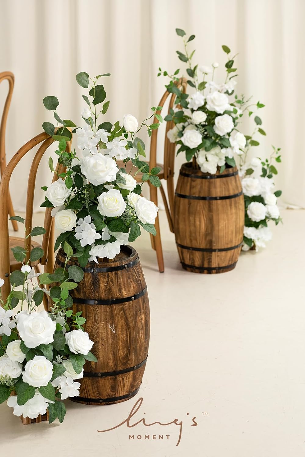 Ling's moment Free-Standing Wedding Aisle Runner Flowers, White Sage, 4pcs
