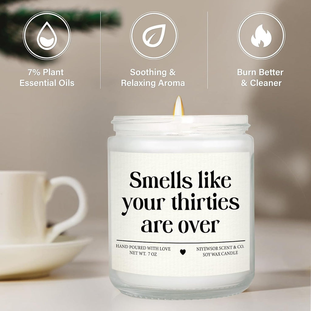 Niyewsor 40th Birthday Gifts Women Men, Forty Birthday Candle, 1986 40th Birthday Decorations for Women Men, 40 Year Old Bday Gifts for Friend, Sister, Wife, Husband, Handmade, 7oz