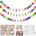 Giant Friendship Bracelet Garland Kit, DIY Birthday Banner with Letters Ball Jumbo Customizable Friendship Bracelet Decor for Halloween Christmas Wedding Party(Rainbow Colors)