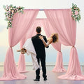 PARTISKY 10ftx10ft Dusty Rose Chiffon Sheer Backdrop Curtains, Wrinkle-Free Wedding Backdrop Drapes for Birthday Party Ceremony Arch Stage Decor Background for Photography 5ft x 10ft,2 Panels