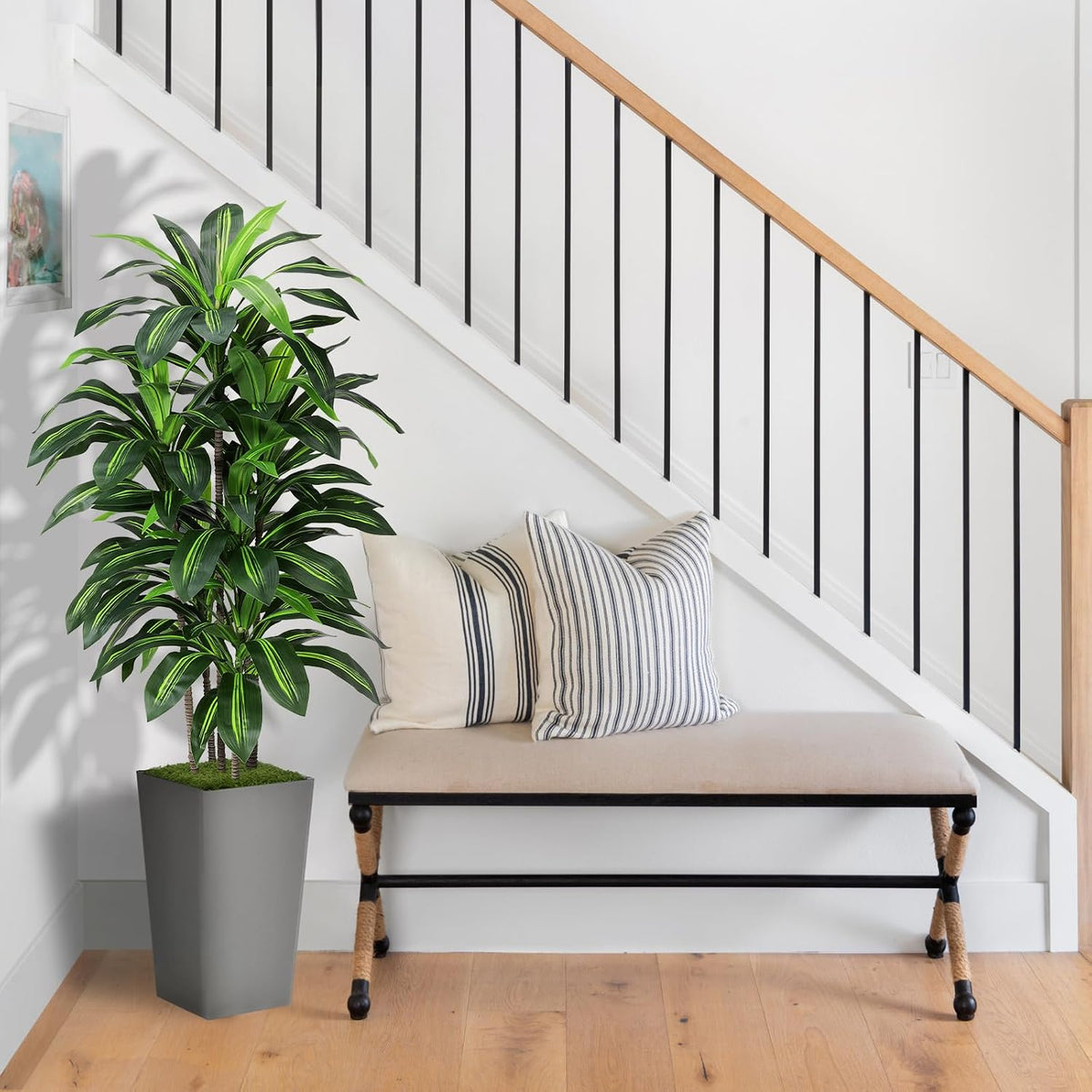 astidy artificial plant 5ft dracaena fake tree with, close-up detail
